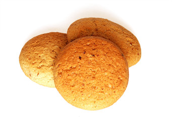 Oats cookies on white background