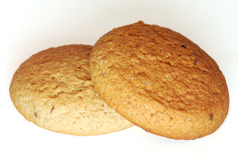 Oats cookies on white background