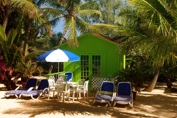 Colorful beach bungalow