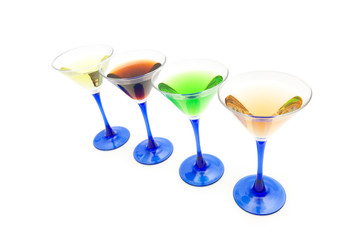 Various cocktails isolated on the white background