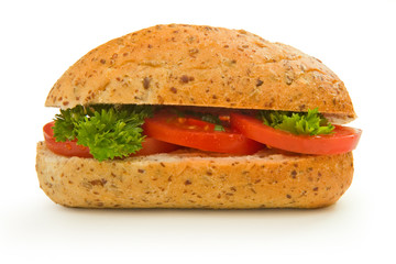 Italian roll with tomatoes and chives
