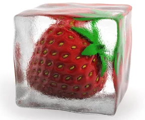 Crédence de cuisine en verre imprimé Dans la glace fraise