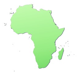 Africa map filled with light green gradient