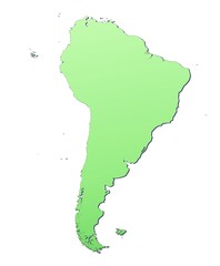 South America map filled with light green gradient