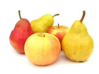 Apples and pears isolated on white background 