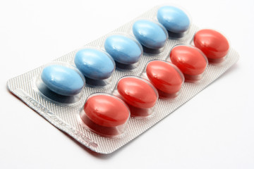 BLUE AND RED DIAGONAL PILLS