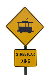 Streetcar crossing sign