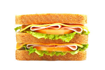 Double ham sandwich with vegetables
