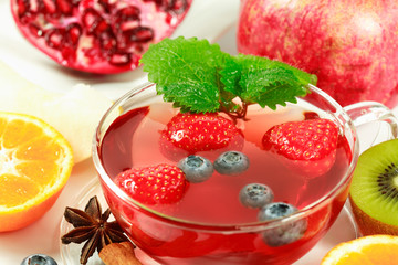 Fruit tea with fresh fruits