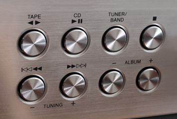 metallic music control round buttons