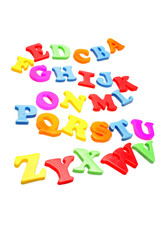 Alphabet letters over white background