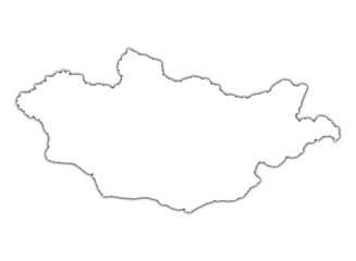 Mongolia outline map with shadow