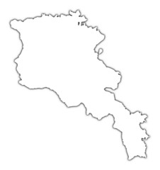 Armenia outline map with shadow
