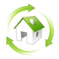 Obraz premium Maison verte et flèches