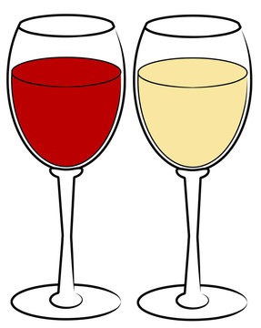 red and white wine in glasses 