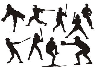 silhueta de atletas de baseball