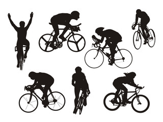 slhueta de ciclistas