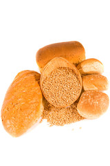 Loaves, Rolls and a Basket of Wheat Grains
