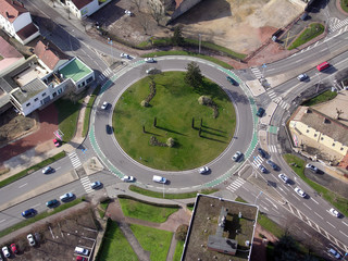 Vue aérienne d'un rond point