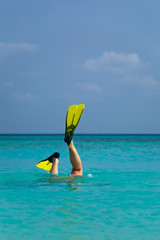 Diving on the dream beach in Kuredu, Maledives.