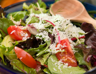 Garden Salad in blue bowl