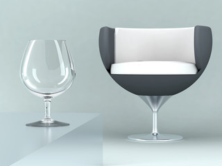 armchair and glass