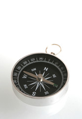 The black compass is on a white background