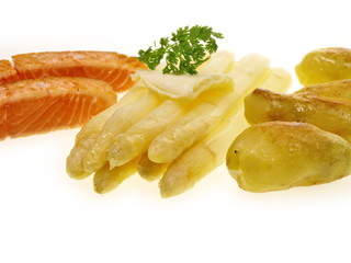 lachs, spargel und kartoffeln 