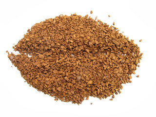 Coffee instant granules isolated on white background