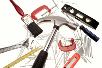 Tools over white