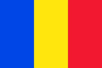 blue yellow anr red flag of romania with official proportion - obrazy, fototapety, plakaty