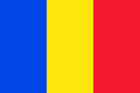 blue yellow anr red flag of romania with official proportion