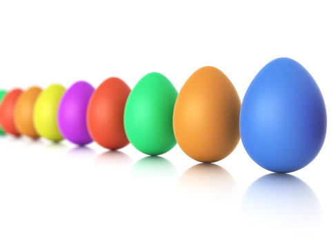 color easter eggs closeup