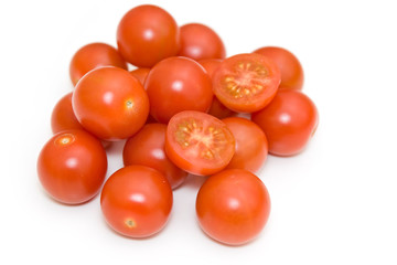 Cherry tomatoes on white