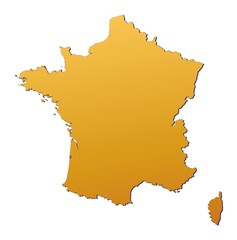 France map filled with orange gradient