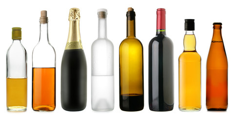 Bottles of alcoholic drinks