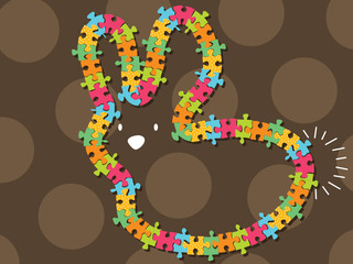 colorful jigsaw bunny frame (vector)