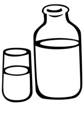 milk bottle and glass