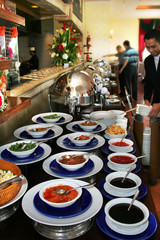 condiment food at buffet breakfast