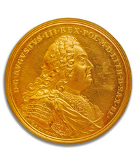 Golden coin with path