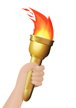 Main avec la torche olympique (d&eacute;tour&eacute;)