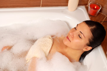 woman relaxing in bath