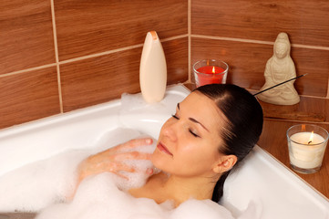 woman relaxing in bath