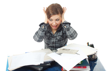 business woman in panic