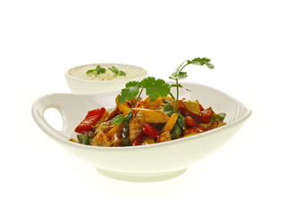 süß scharf hühnchen paprika mit duftender reis