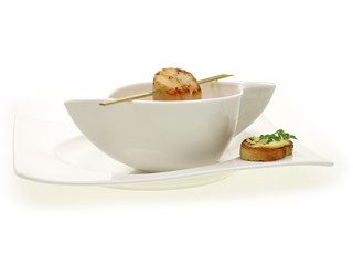 boston hummer cremesuppe mit jakobsmuschel