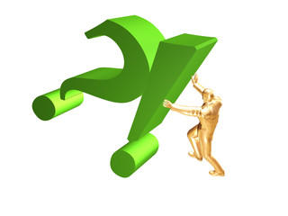 businessman push two signs