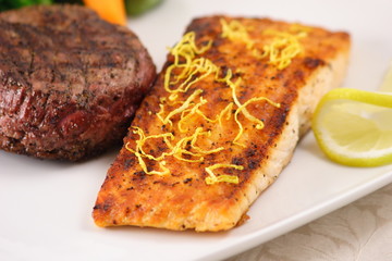 salmon and beef plate