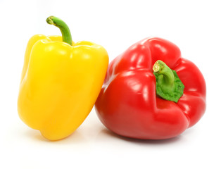 red and yellow pepper vegetables isolated