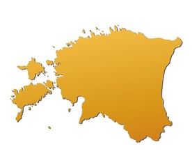 Estonia map filled with orange gradient. Mercator projection.